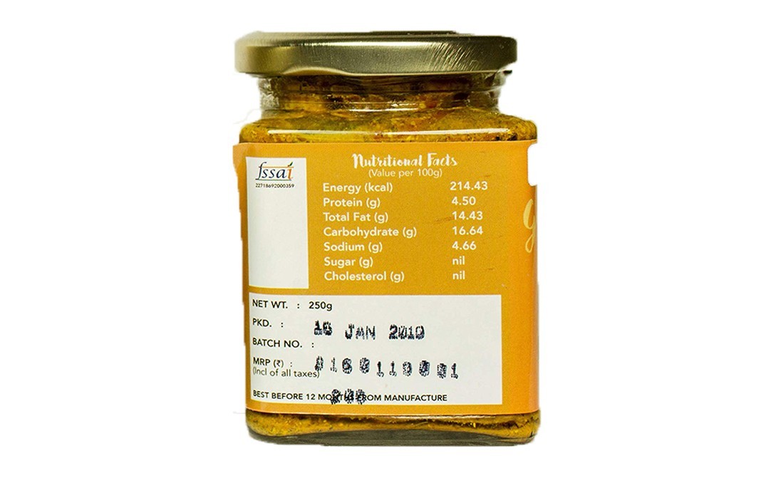 Fore Health Golden Pickle Turmeric Ginger With Mustard Oil   Glass Jar  250 grams